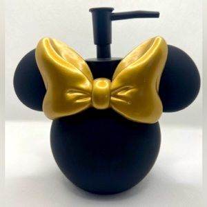 Disney Minnie Mouse Dispenser Matte Black w Gold Bow